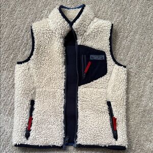 Vineyard Vines Cream and Black Sherpa Vest